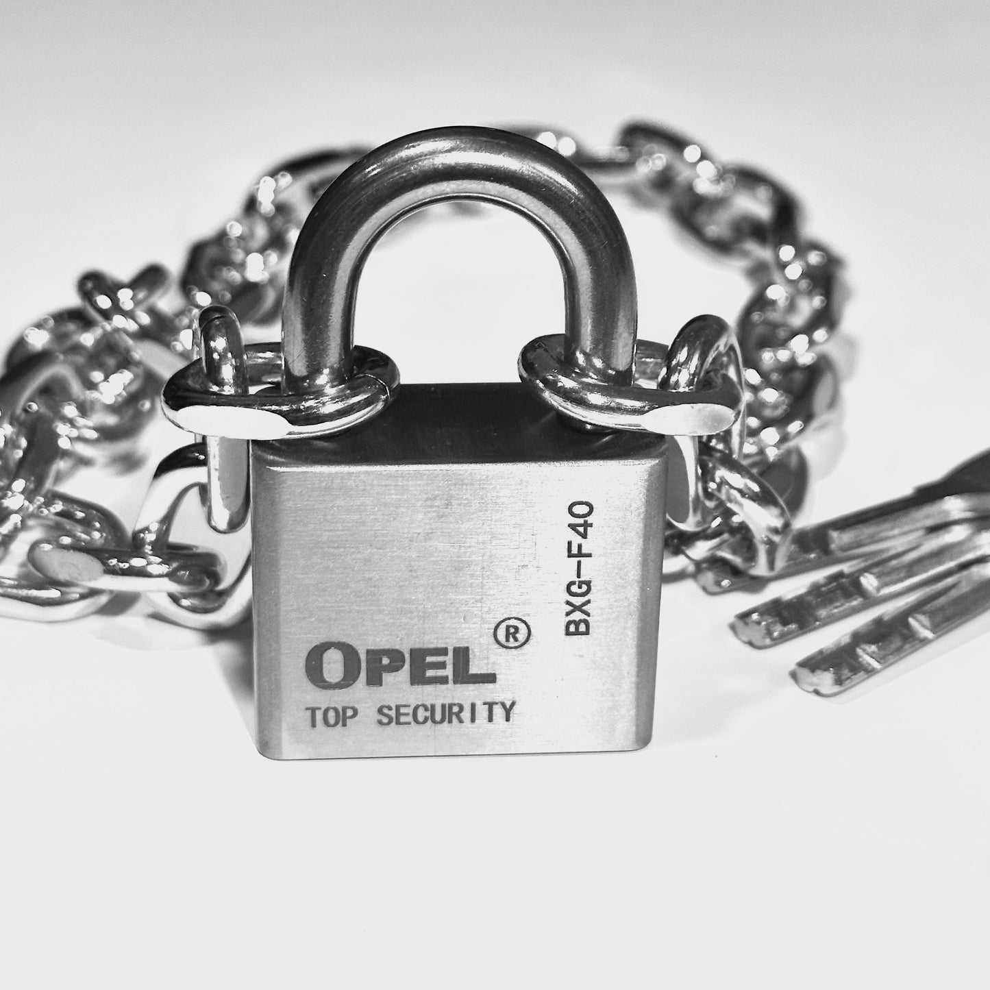 Chain & Lock Necklace - Shiny Silver