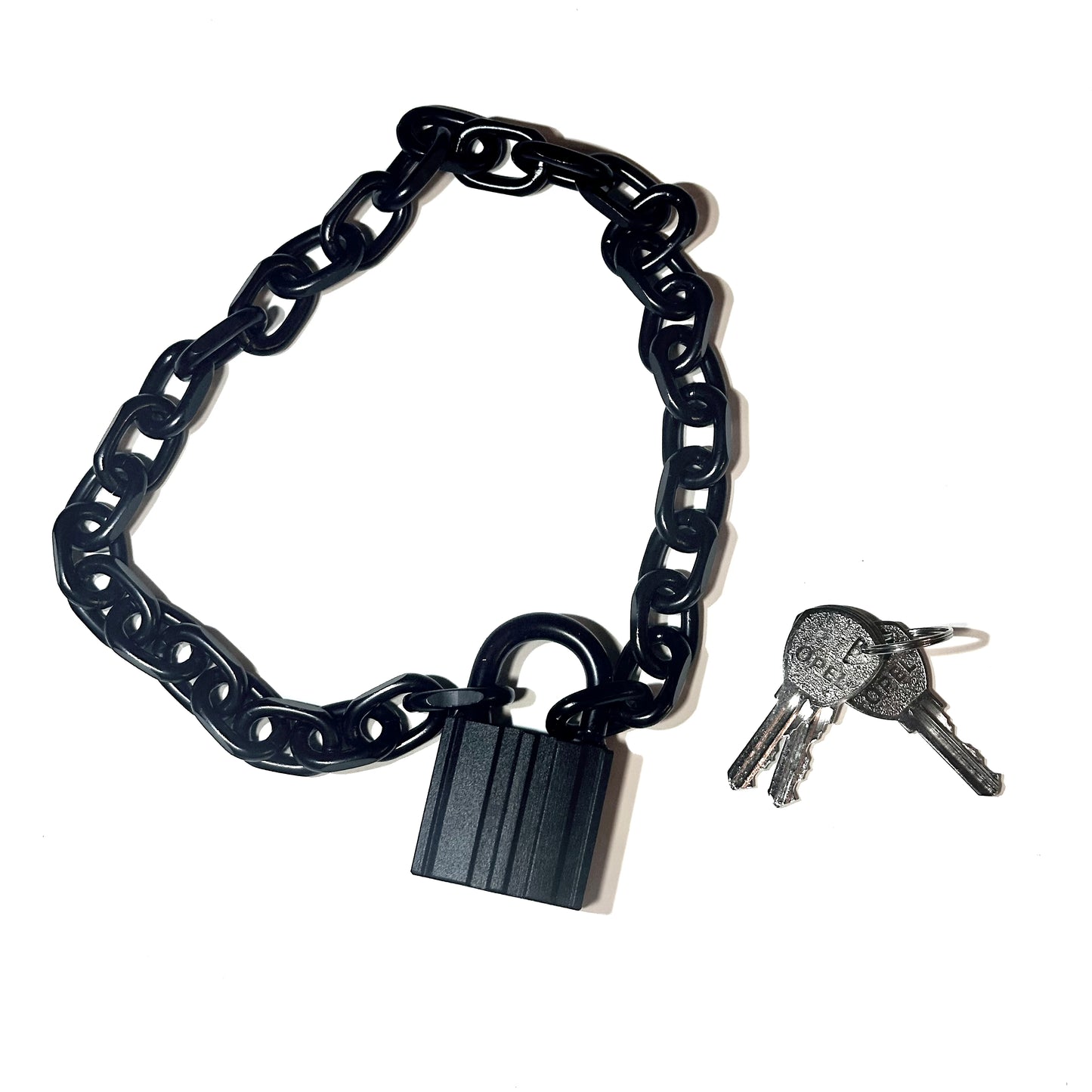 Chain & Lock Necklace - All Black Mid